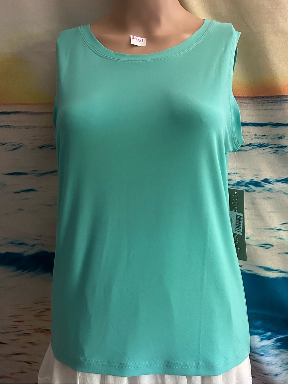 Complements Women’s Scoop Neck Tank Top in Aqua Teal SM NWT